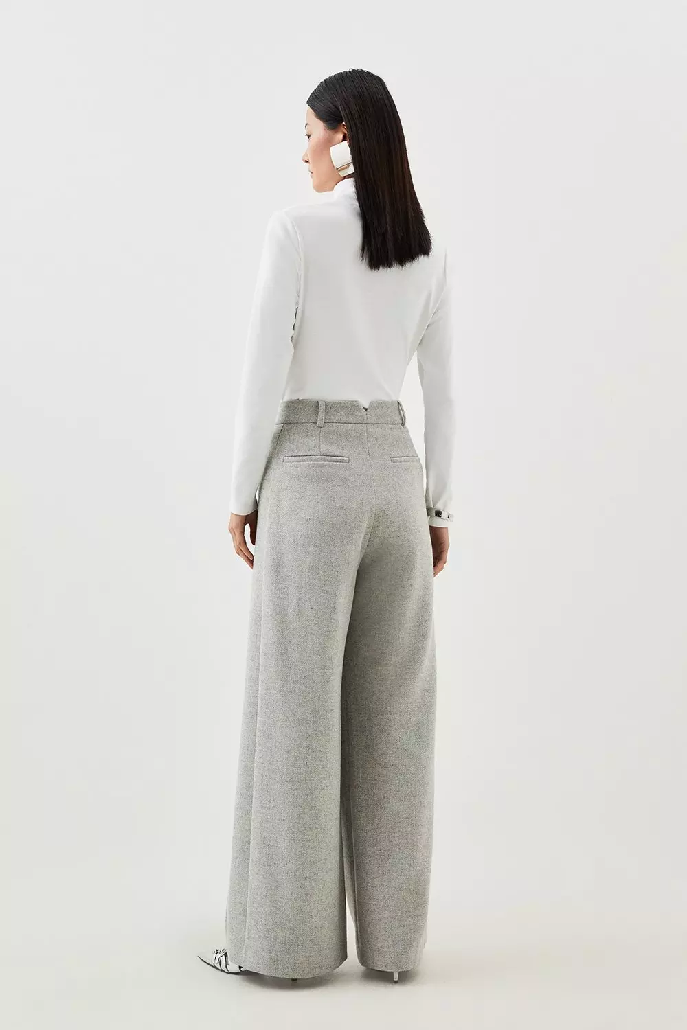 Petite Tailored Wool Blend Double Faced Wide Leg Pants | Karen Millen